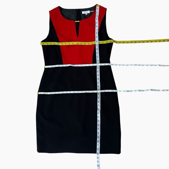 Calvin Klein Suit Set Dress Jacket Womens 14 Red Black Ponte Knit Sophisticated - Picture 9 of 16